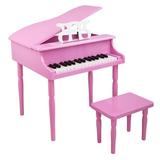 Clearance Wooden Toys: 30-key Children s Wooden Piano / Four Feet / with Music Stand Mechanical Sound Quality Pink