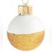 J. Crew Holiday | J Crew Christmas Dipped Ornament Ceramic White Gold Metallic Shimmer Holiday Nwt | Color: Gold/White | Size: Os