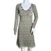 Athleta Dresses | Athleta Hot Creek Burnout Dress Gray Brown Long Sleeve V-Neck Ruched | Color: Brown/Gray | Size: Xxs