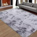 FairOnly Abstract Plush Shag Area Rug 8 x10 Modern Indoor Fluffy Rugs Shaggy Carpet Rugs for Bedroom Living Room Fluffy Area Rug Light Gray