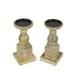 India House White Washed Wood Pedestal Candle Holders Centerpiece (Set of 2)