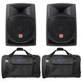 (2) Rockville RPG12 12 Powered 1600 Watt DJ PA Speakers+Carry Bags