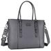 MOSISO PU Leather Laptop Tote Bag for Women (17-17.3 inch) Gray