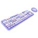 MOFii Wireless Keyboard and Mouse Set 2.4G Wireless 104 Keys Keyboard Colorful Compact Cute Retro Keyboard with Circular Suspension Key Cap for PC Desktop Computer Laptop Purple