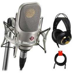 Neumann TLM 107 Studio Set Large-Diaphragm Multipattern Condenser Microphone with Shockmount (Nickel) Bundle with AKG K240 Studio Pro Stereo Headphones and 20 XLR-XLR Cable