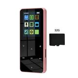 TFT Touch Bluetooth-compatible MP3 MP4 Player FM Video Walkman (Pink With 32G)