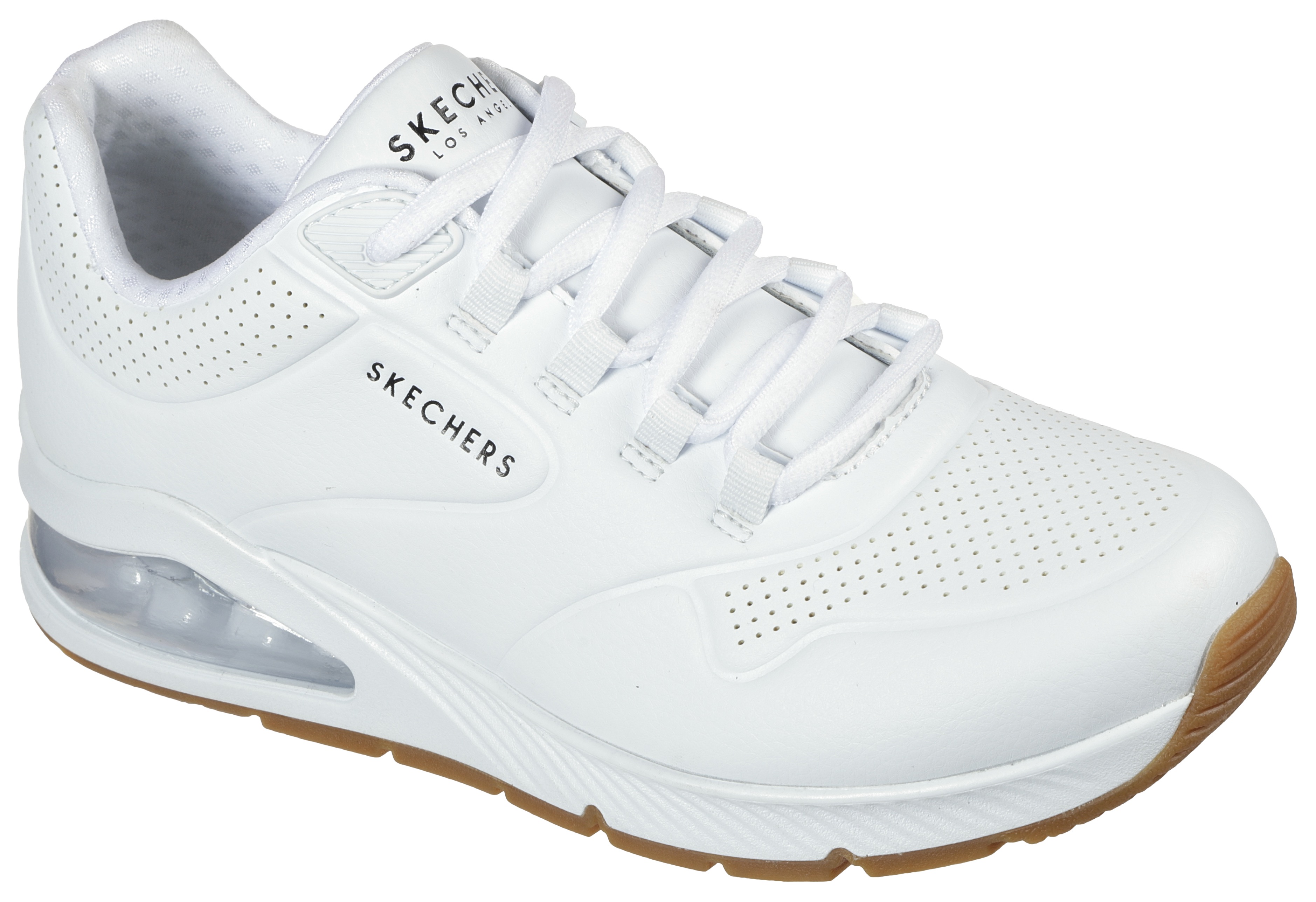 Sneaker SKECHERS "UNO 2-AIR AROUND YOU", Damen, Gr. 37, weiß, Lederimitat, Textil, Schuhe Sneaker, mit Skech-Air Luftkammern, Freizeitschuh, Halbschuh, Schnürschuh