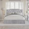 Modern Velvet Tufted Upholstered Platform Bed, Queen in Silver Grey - CasePiece USA C8357QPL-SGY-VV