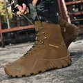 HIKEUP-Bottes d'hiver en cuir pour homme chaussures de sport militaire de marche de trekking