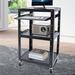 FETCOI 4 Tiers AV Cart on Wheels Height Adjustable Top Shelf & Pullout Keyboard Tray Rolling Standing Desk Stand Up Desk