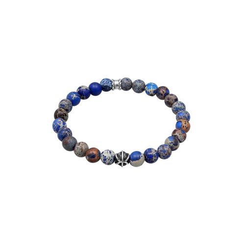 KUZZOI - Herren Achat Blau Beads Oxidiert 925er Silber Herrenschmuck 1 ct