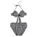 Greyghost ZL-Beach Swimsuit Bikini Summer Hot Selling Steel Plate Gathered Swimwear Sexy Solid Color Backless Bow Tie Strap Split Swimsuit