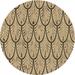 Ahgly Company Machine Washable Indoor Round Transitional Oak Brown Area Rugs 5 Round