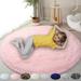 Round Rug Ultra-Soft Plush Modern Circle Area Rug for Bedroom Fluffy Shag Circular Rug for Living Room Non-Slip Rug Pink