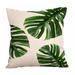 Palm Pillow Case Summer Exotic Jungle Plant Tropical Palm Leaves on The Geometric Cotton Linen Cushion Cover Square Standard Home Decorative Throw Pillow 18x18 inch White Green