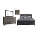 CDecor Home Furnishings Martinique French Gray 4-Piece Panel Bedroom Set Upholstered in Brown/Gray/Red | 62 H x 81.75 W x 86.25 D in | Wayfair