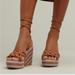 Anthropologie Shoes | Anthropologie Raffia Leather Wrap Platform Heels In Purple Size 39 Eu 8 Us New | Color: Purple | Size: 8