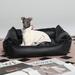 Tucker Murphy Pet™ Clansy Leather Dog Bed Waterproof&Anti-Odor Dog Sofa Faux Leather/Synthetic Material in Black | 8.7 H x 26 W x 22.8 D in | Wayfair