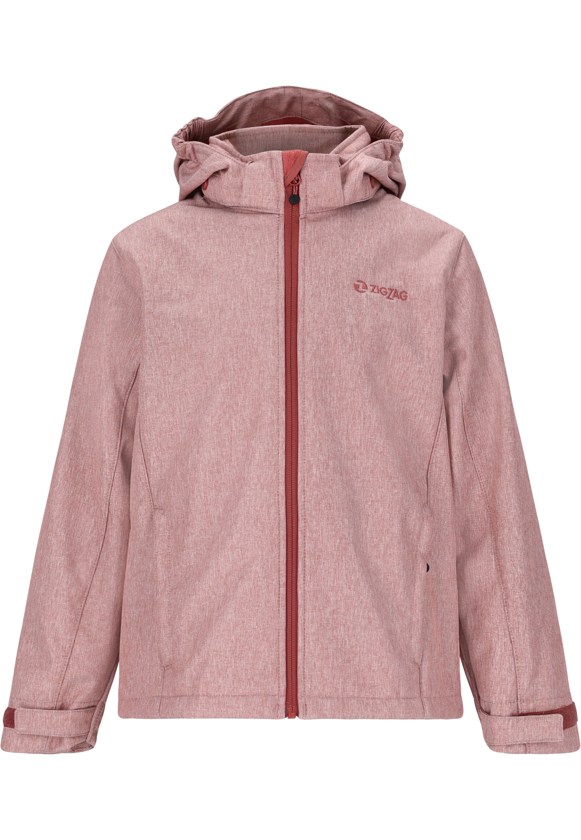 Softshelljacke ZIGZAG "MANONE MELANGE WATERPROOF", Kinder, Gr. 110, rot (hellrot), 100% Polyester, meliert, normal, ohne Ausschnitt, Jacken, mit weichem Innenfleece Image