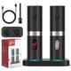 BONNIGHT Electric Salt and Pepper Grinder Set, Automatic Salt & Pepper Mill Refillable with Rechargeable Base, USB Cables, 2 Adjustable Coarseness Mills, One Hand Operation, LED Light