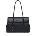 RADLEY London Vines Avenue Medium Flapover Shoulder Handbag for Women, Made from Black Grained Leather, Shoulder Bag with Flapover Closure & Zipped Interior Pockets