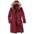Blair Women's Haband Women's Long Quilted Puffer Jacket with Faux Fur Hood - Red - 3X - Womens