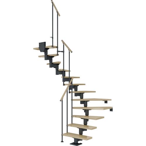 „DOLLE Mittelholmtreppe „“Cork““ Treppen Gr. 1/2 gewendelt, grau (anthrazit) Treppen“