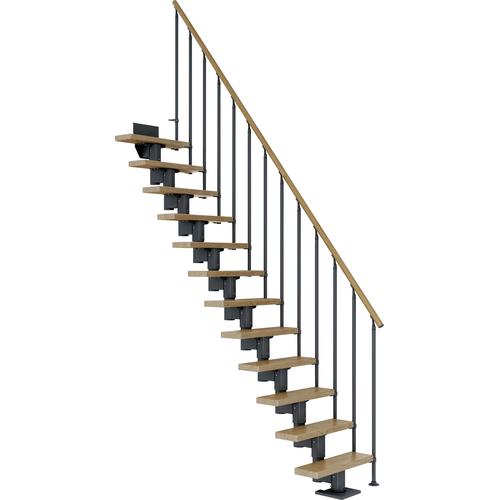 „DOLLE Mittelholmtreppe „“Dublin““ Treppen EicheMetall Gr. gerade, grau (anthrazit) Treppen“