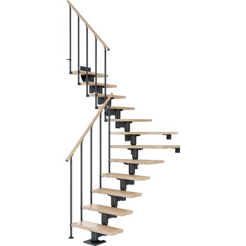 „DOLLE Mittelholmtreppe „“Cork““ Treppen BucheMetall Gr. 1/4 gewendelt, grau (anthrazit) Treppen“