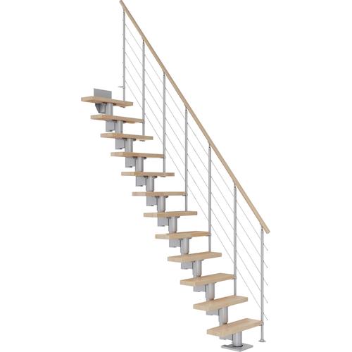 „DOLLE Mittelholmtreppe „“Dublin““ Treppen BucheMetall Gr. gerade, grau (perlgrau) Treppen“