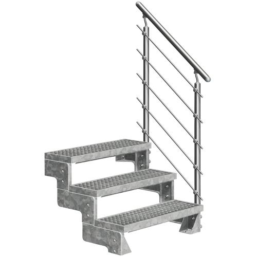 „DOLLE Außentreppe „“Gardentop““ Treppen Gitterroststufen 80 cm Gr. gerade, grau (grau, silberfarben) Treppen“