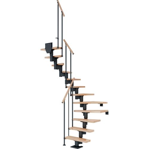 „DOLLE Mittelholmtreppe „“Dublin““ Treppen BucheMetall Gr. 1/2 gewendelt, grau (anthrazit) Treppen“