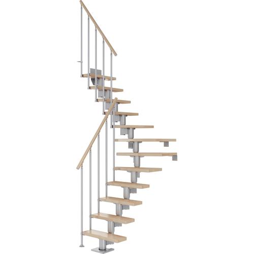 „DOLLE Mittelholmtreppe „“Dublin““ Treppen BucheMetall Gr. 1/4 gewendelt, grau (perlgrau) Treppen“