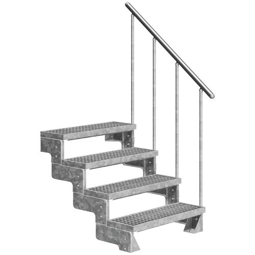 „DOLLE Außentreppe „“Gardentop““ Treppen Gitterroststufen 100 cm Gr. gerade, grau (grau, silberfarben) Treppen“