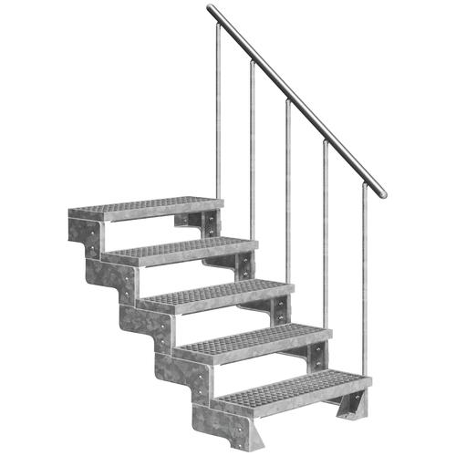 „DOLLE Außentreppe „“Gardentop““ Treppen Gitterroststufen 100 cm Gr. gerade, grau (grau, silberfarben) Treppen“