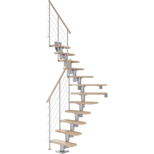 „DOLLE Mittelholmtreppe „“Dublin““ Treppen BucheMetall Gr. 1/4 gewendelt, grau (perlgrau) Treppen“