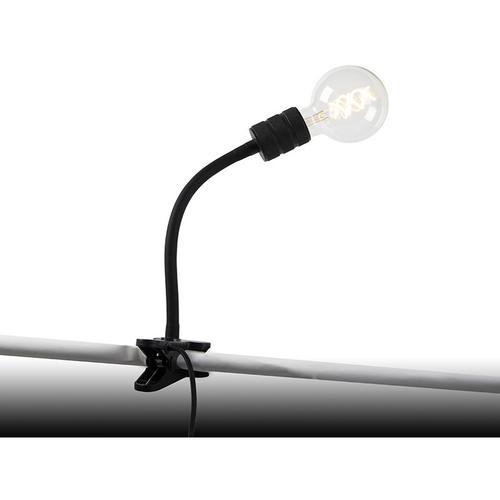 Qazqa – Moderne Klemmlampe schwarz mit Flexarm – Cavalux – Schwarz