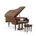 Sophisticated 18 Note Miniature Musical Hi-Gloss Brown Grand Piano with Bench - Joy to the World