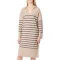 TOM TAILOR Damen Strickkleid mit Kragen 1032613, 30188 - Beige Anthracite Knit Stripe, 36