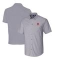 Men's Cutter & Buck Charcoal Denver Broncos Throwback Logo Big Tall Stretch Oxford Button-Down Short Sleeve Shirt