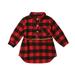 Bagilaanoe Toddler Baby Girl Shirt Dress Long Sleeve Plaid Print Dresses with Belt 1T 2T 3T 4T 5T Kid Casual Loose Tops