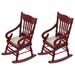 2pcs Dollhouse Accessories Wooden Mini Chairs Rocking Chair Models (Brown)