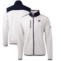 Men's Cutter & Buck White/Navy New York Giants Cascade Eco Sherpa Big Tall Fleece Full-Zip Throwback Jacket