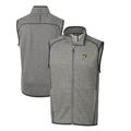 Men's Cutter & Buck Heather Gray Green Bay Packers Throwback Logo Mainsail Sweater-Knit Big Tall Full-Zip Vest