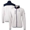 Men's Cutter & Buck White/Navy Houston Oilers Cascade Eco Sherpa Fleece Full-Zip Throwback Jacket