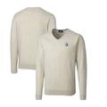 Men's Cutter & Buck Oatmeal Los Angeles Chargers Throwback Logo Lakemont Tri-Blend V-Neck Pullover Sweater