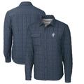 Men's Cutter & Buck Heather Navy Houston Texans Throwback Logo Rainier PrimaLoft Eco Insulated Quilted Button-Up Shacket