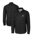 Men's Cutter & Buck Black Detroit Lions Throwback Logo Rainier PrimaLoft Eco Insulated Quilted Button-Up Shacket