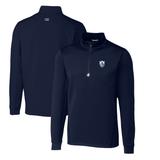 Men's Cutter & Buck Navy Los Angeles Chargers Throwback Logo Traverse Stretch Quarter-Zip Pullover Top