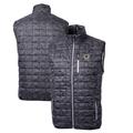 Men's Cutter & Buck Black Las Vegas Raiders Throwback Logo Rainier Eco Insulated Printed Full-Zip Puffer Vest